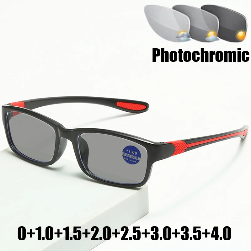 

Anti Blue Light Finished Color Changing Presbyopia Glasses Unisex Women Men's Sports Photochromic Sunglasses Far Sight Eyewear