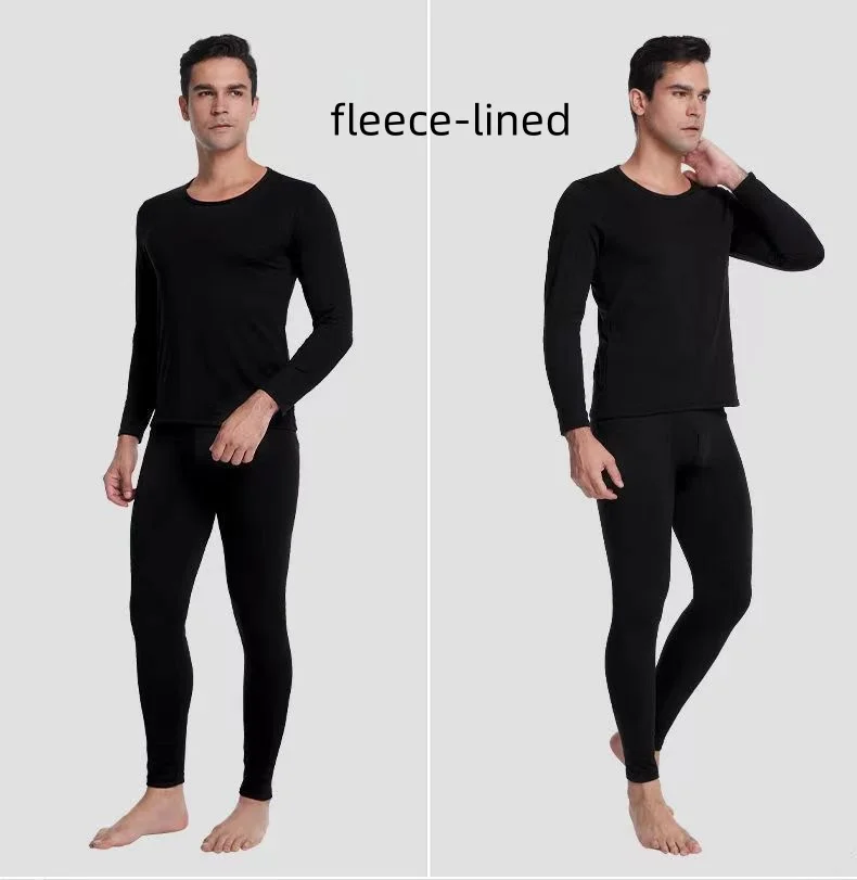 Men's warm base coat with thickened lining, warm suit for middle-aged and elderly clothing, warm pants, long sleeved suit