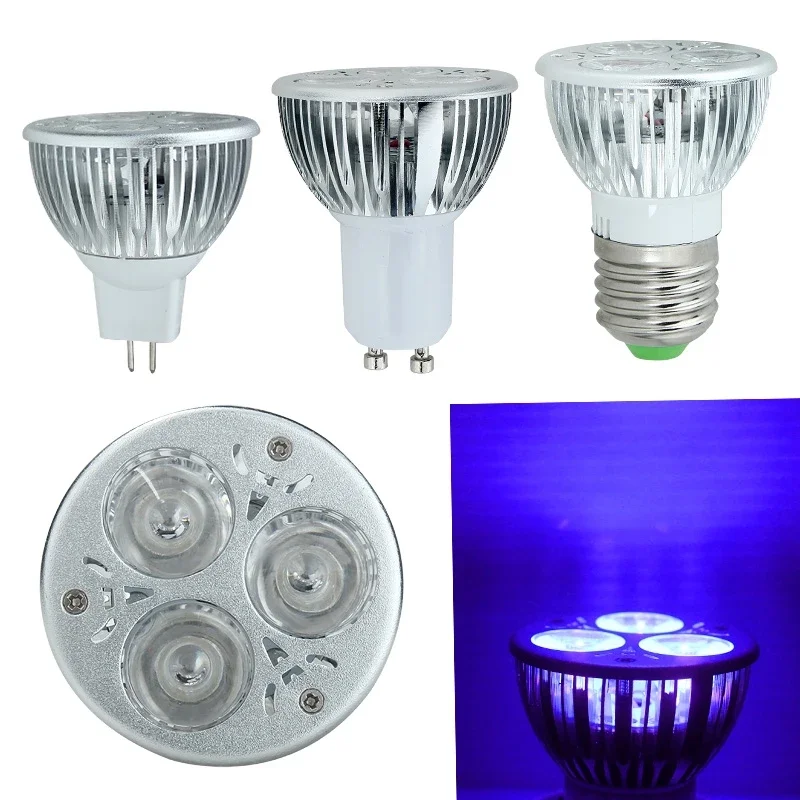 

4pcs/6pcs E27/GU10/MR16 UV Blub 3W Ultraviolet Purple Light LED Bulb Lamp 85-265V/12V energy saving bulb