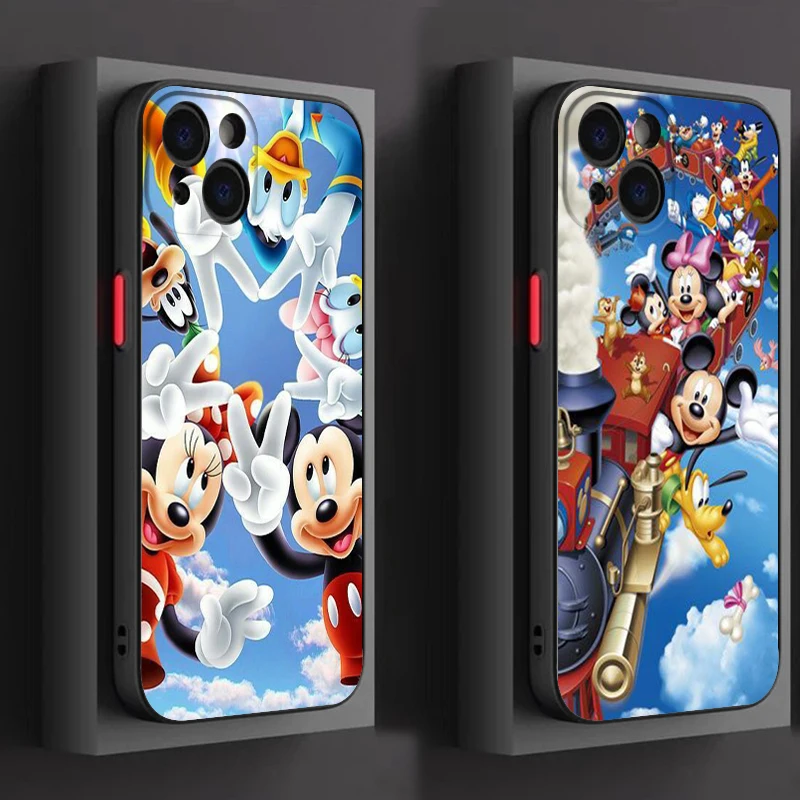 Disney Family Party For Apple iPhone 15 14 13 12 11 Mini XS XR X Pro MAX 8 7 6 Plus SE 2020 Frosted Translucent Phone Case