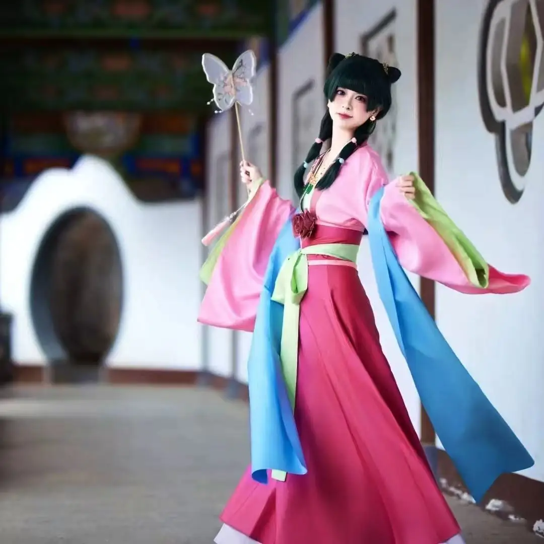 

Maomao Cosplay Costume Anime Apothecary Diaries Mao Mao Pink Kimono Full Set Women Outfit with Necklace for Halloween Comic Con