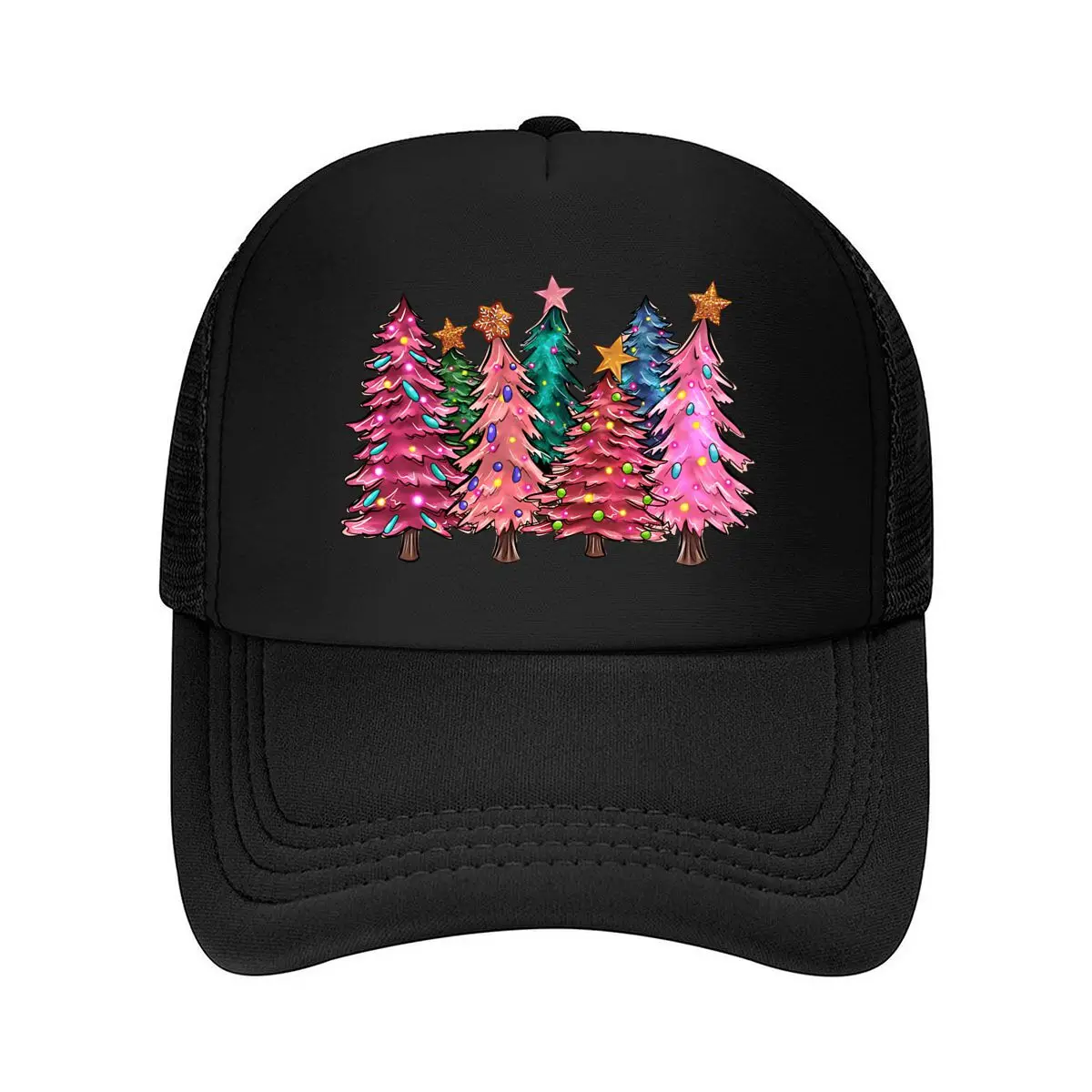 Colorful Christmas Trees 2026 Mesh Baseball Cap