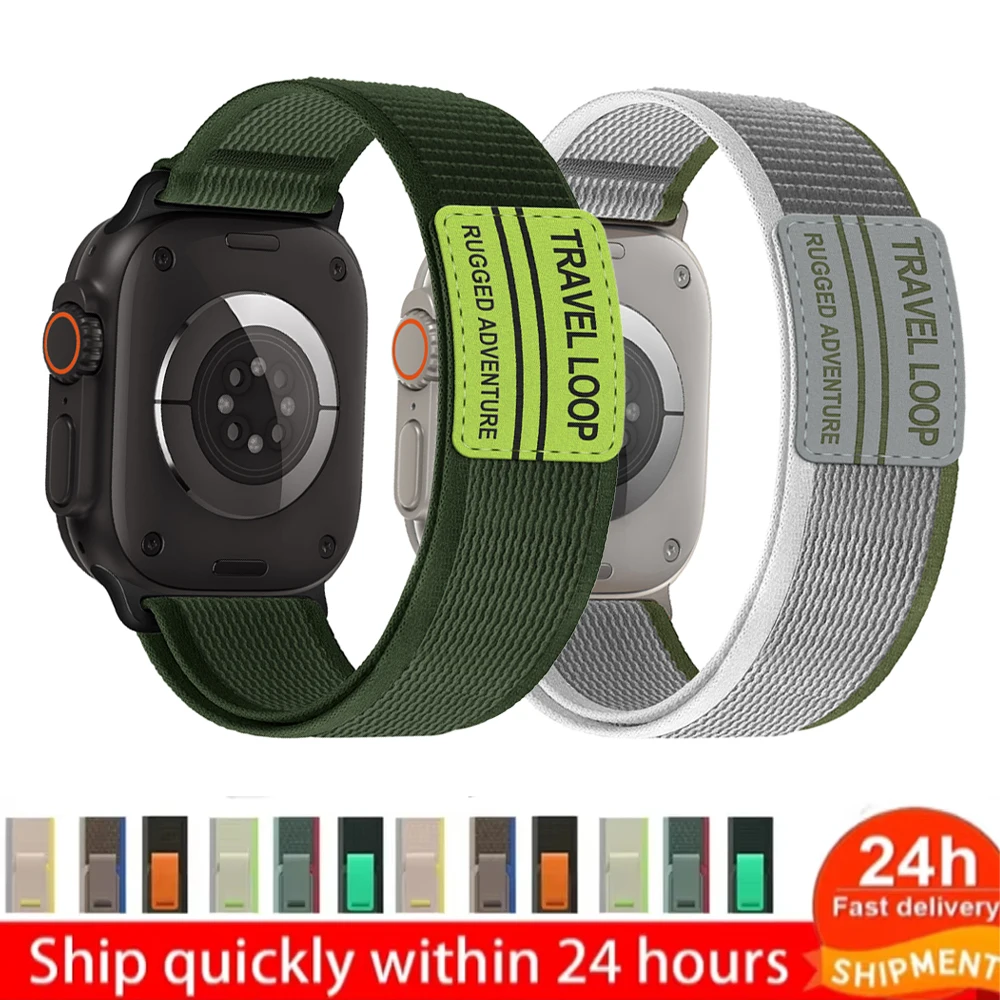 Straps For Apple watch Ultra 2 band 49mm 46mm 44mm 45mm 42mm 41mm 40mm iwatch series 10 9 7 8 se Nylon Trail Loop bracelet