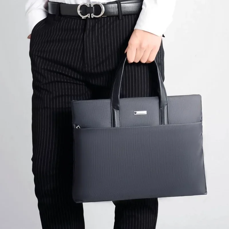 New Briefcase Men Business Canvas Handbag Big Capacity Handheld Computer Bag Casual Shoulder Package Solid Color Crossbody Bags