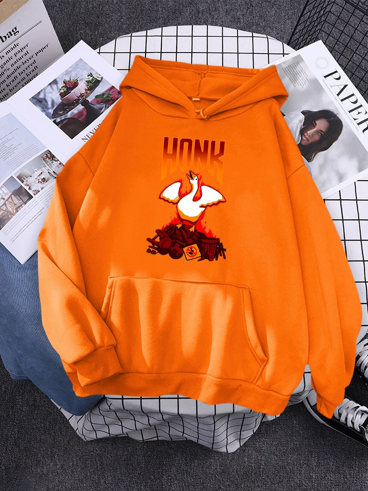 Swan Standing On The Ruins Honk Women Hoody Simple Fleece Pullover Casual Aesthetic Sportswears Street Loose Female Pullovers