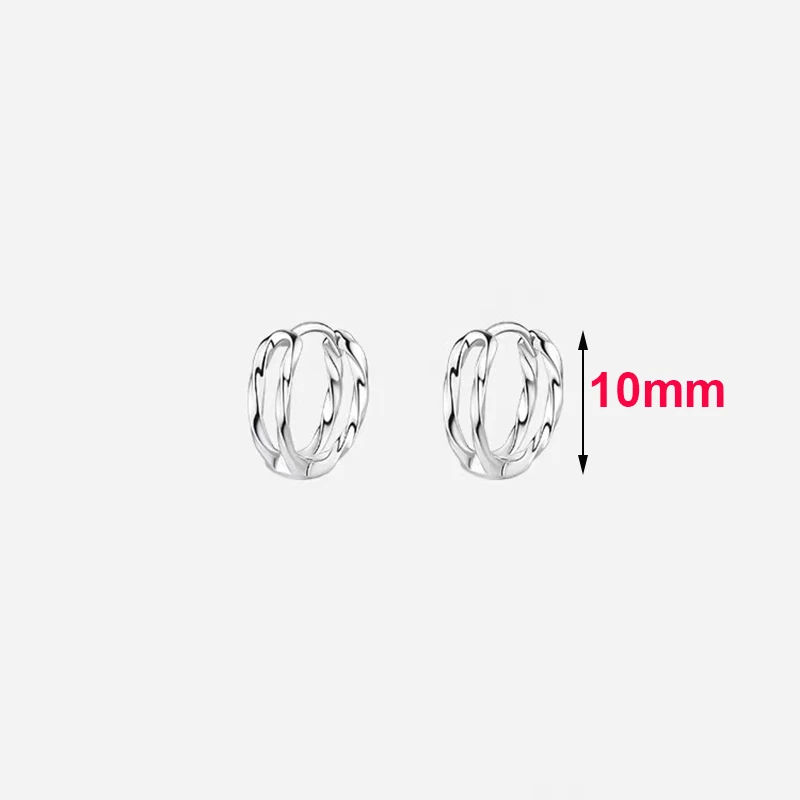 Real 925 Sterling Silver Irregular Double-layer Round Hoop Earrings For Women Classic Fine Jewelry Exquisite Accessories