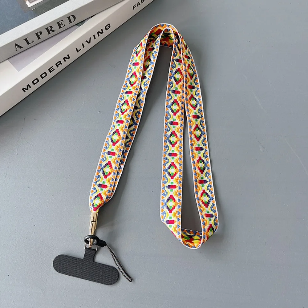 

Ethnic Style Pattern Crossbody Phone Lanyards Detachable Hanging Cord Phone Anti-lost Rope Wide Adjustable Mobile Phone Lanyard
