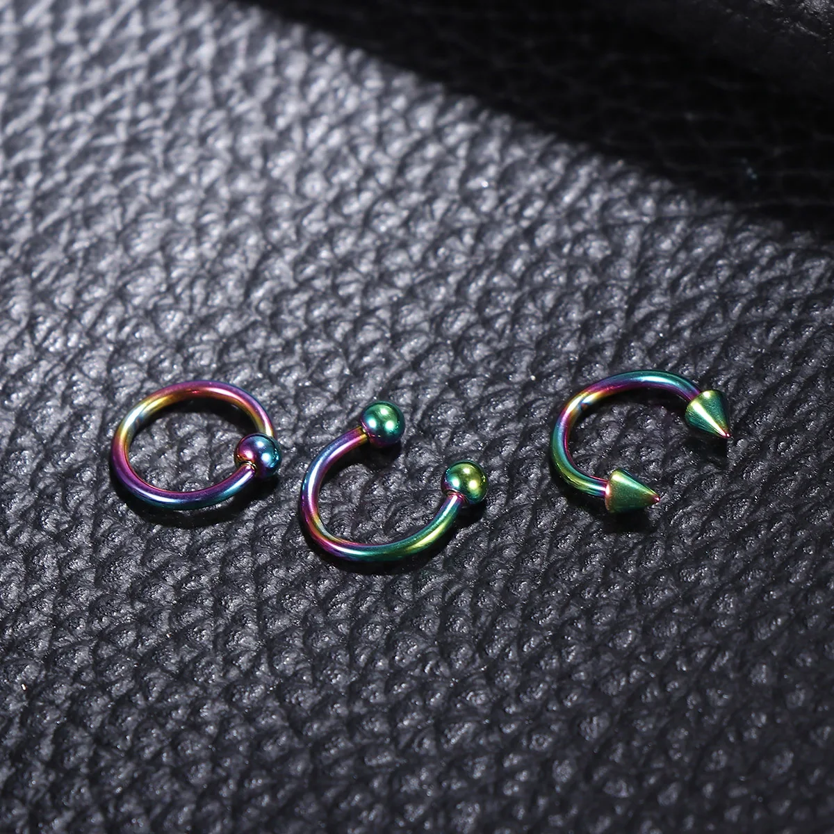 

8 Pcs Body Piercing Jewelry Set Stainless Steel Earrings Studs Black Nose Lip C Shaped Ear Bone Universal Ring