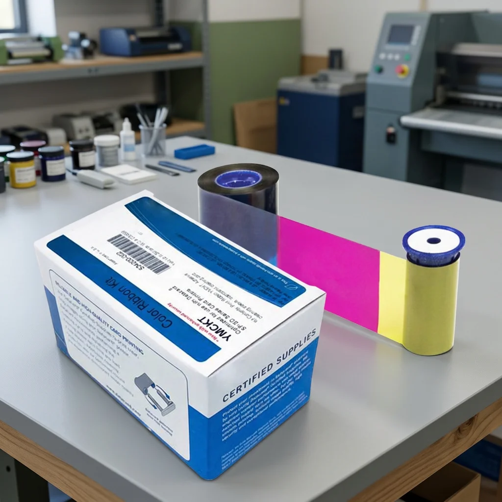 For Datacard YMCKT color ribbon 534000-003 Compatible SP35 SP55 SP75 SD260 SD360 Printer 24mm Width 110 * 60 Size PET material