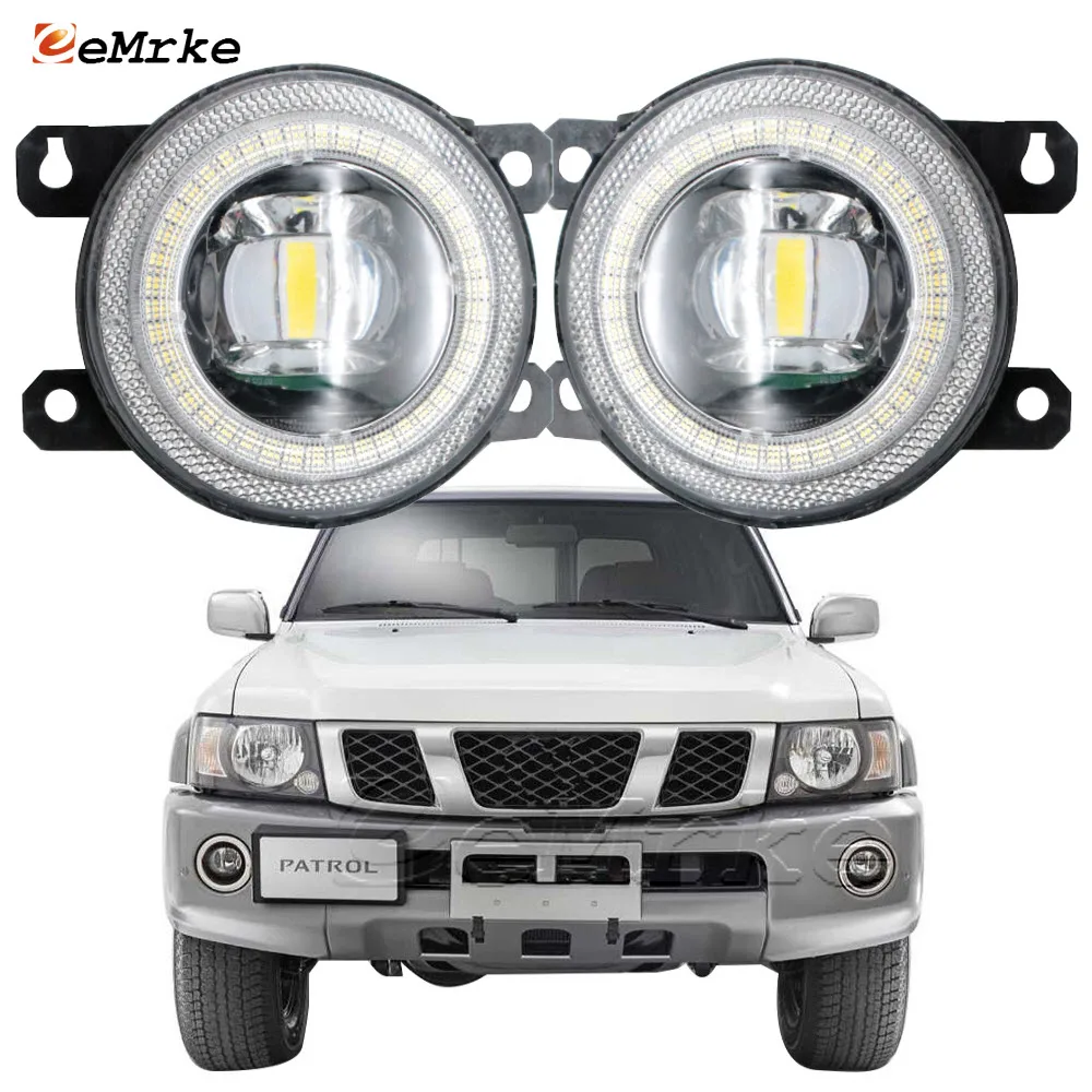 

LED Fog Lights Assembly Lens Angel Eyes DRL for Nissan Safari Patrol Y61 2005 2006 2007 2008 2009 Car Daytime Running Light 12V