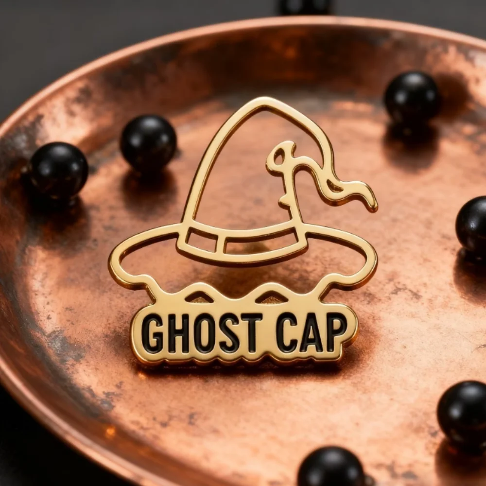 Personalized witch hat metal brooch, customized text Halloween lapel pin, customized name badge jewelry gift