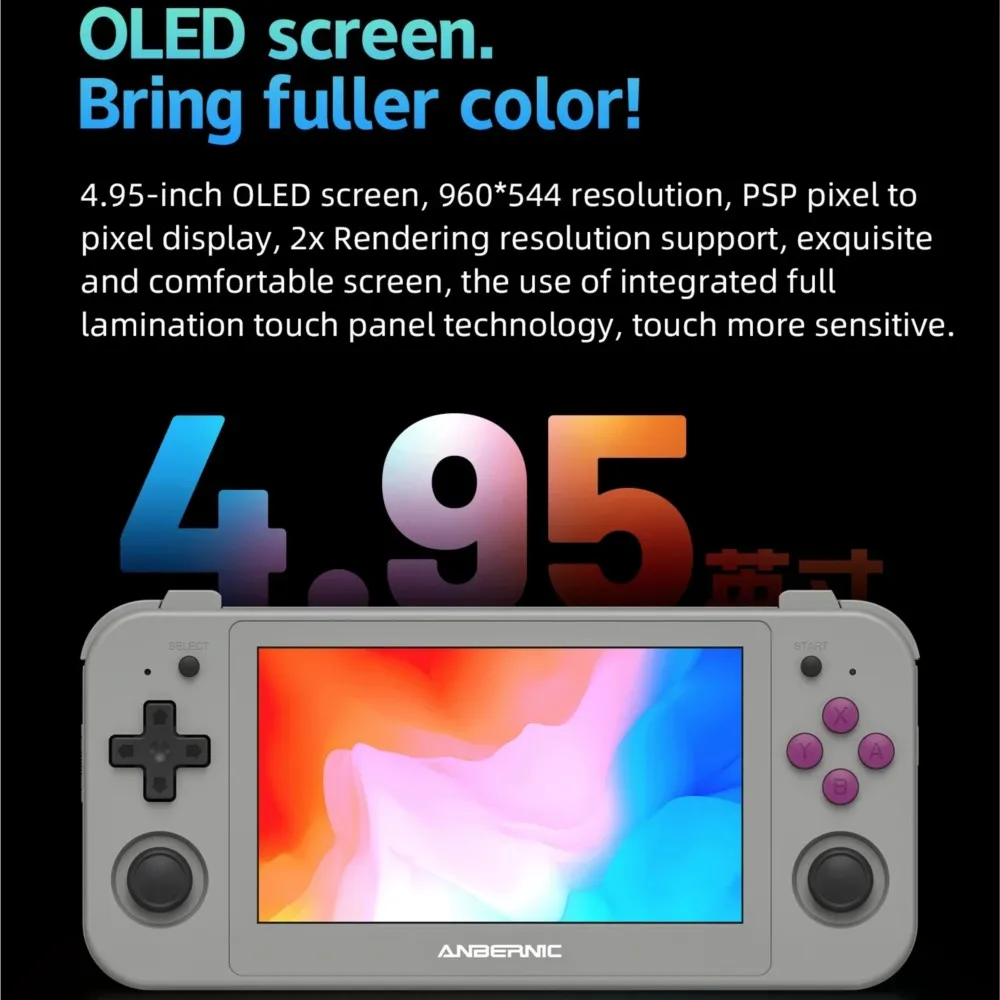 ANBERNIC RG505 Handheld Game Console 4.95″ OLED Touch Screen Android12 OS Portable Video Game Console Hall Joyctick OTA Update