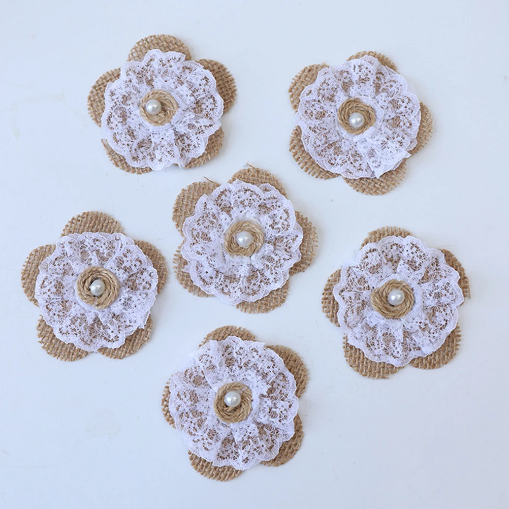 

20 Pcs Christmas Decoration Party Handmade Jute Craft Making Burlap Flowers Decorate Wedding