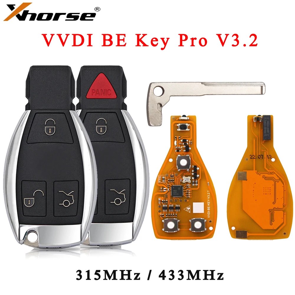 Xhorse VVDI BE Key Pro For MB V3.2 PCB Remote Key Improved Version Smart 315/433MHz with Chip