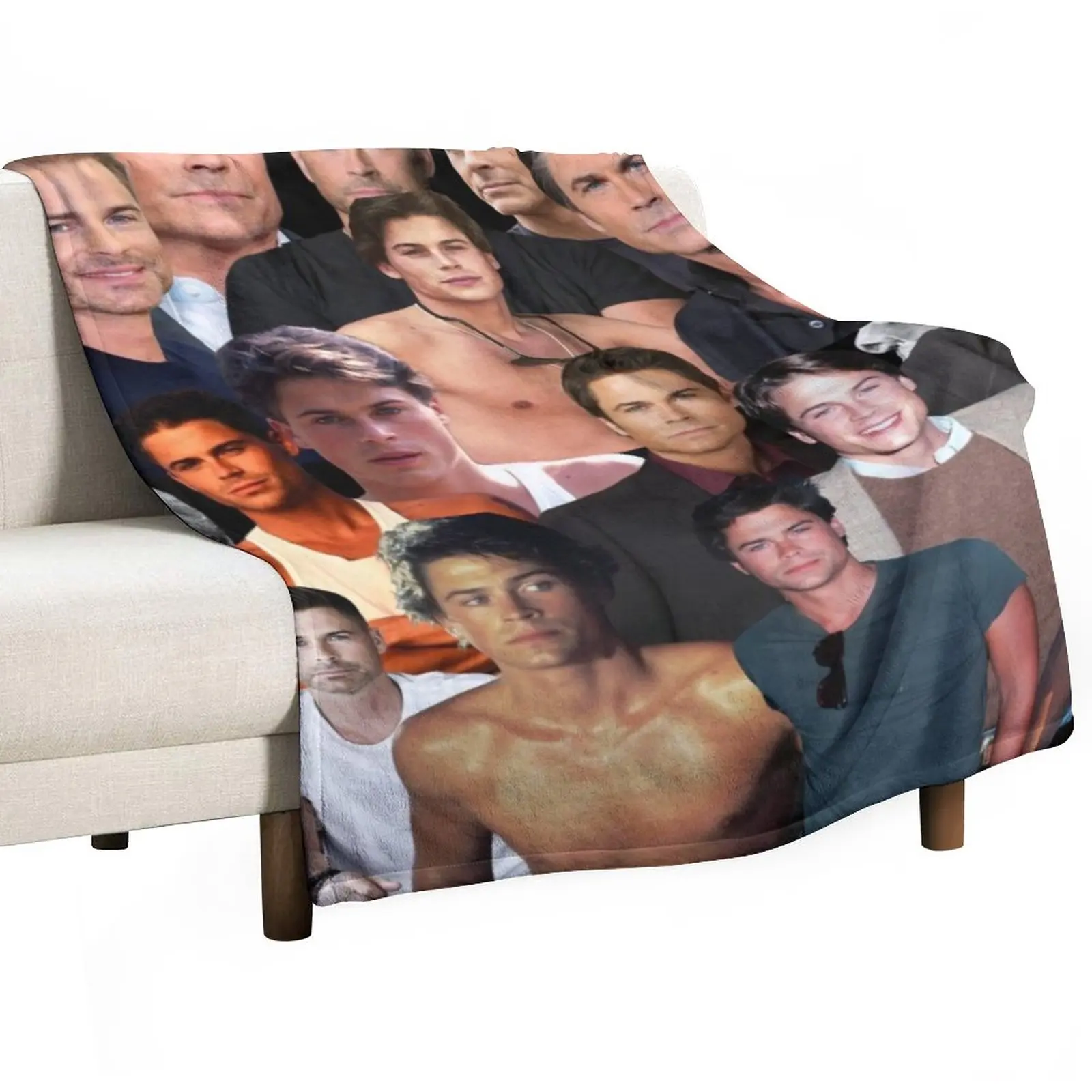 

rob lowe photo collage Throw Blanket Plaid on the sofa cosplay anime Hairy Blankets Weighted Blanket