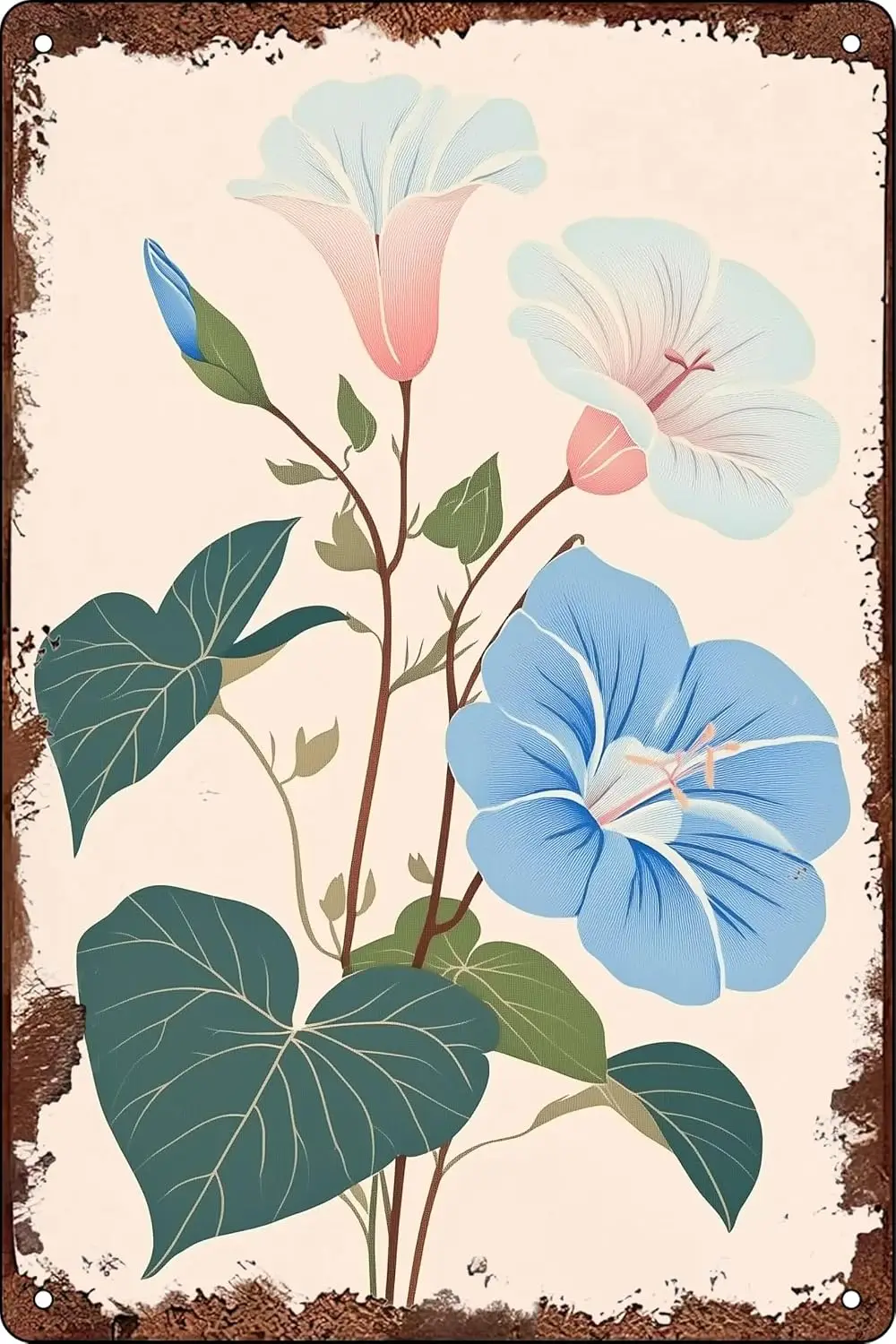 Morning Glory Flowers Vintage Metal Tin Signs Retro Wall Decor for Home Office Cafe Pub Bedroom Garage Garden Bar Decorative Gif