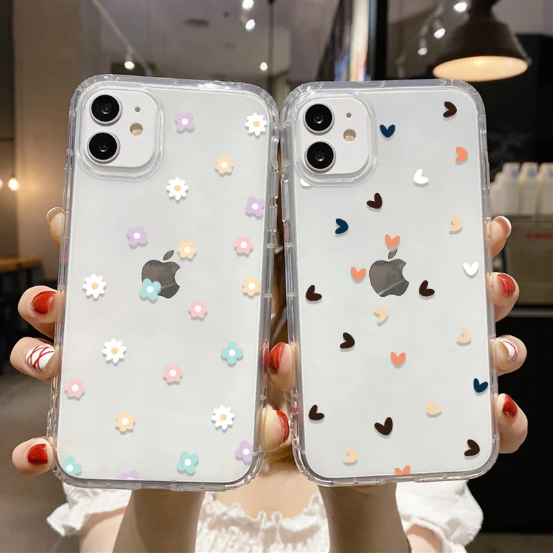 Love Heart Phone Case For iPhone 11 15 14 Pro Max 13 12 XR 13 Mini 14promax 13promax 15promax Silicon Clear Funda Clear Covers