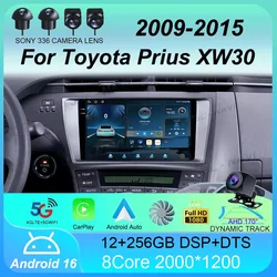 Android 16 Car Radio Carplay For Toyota Prius XW30 2009 2010 2011 - 2015 Navigation GPS Multimedia Player wifi+4G BT Auto 2 DIN
