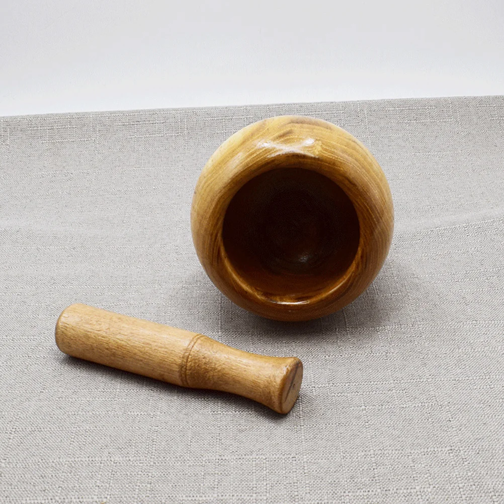 

1Set Wood Garlic Crusher and Pestle Bowl Set Multifunctional Kitchen Tool Wooden Garlic Masher Pestle Muddler