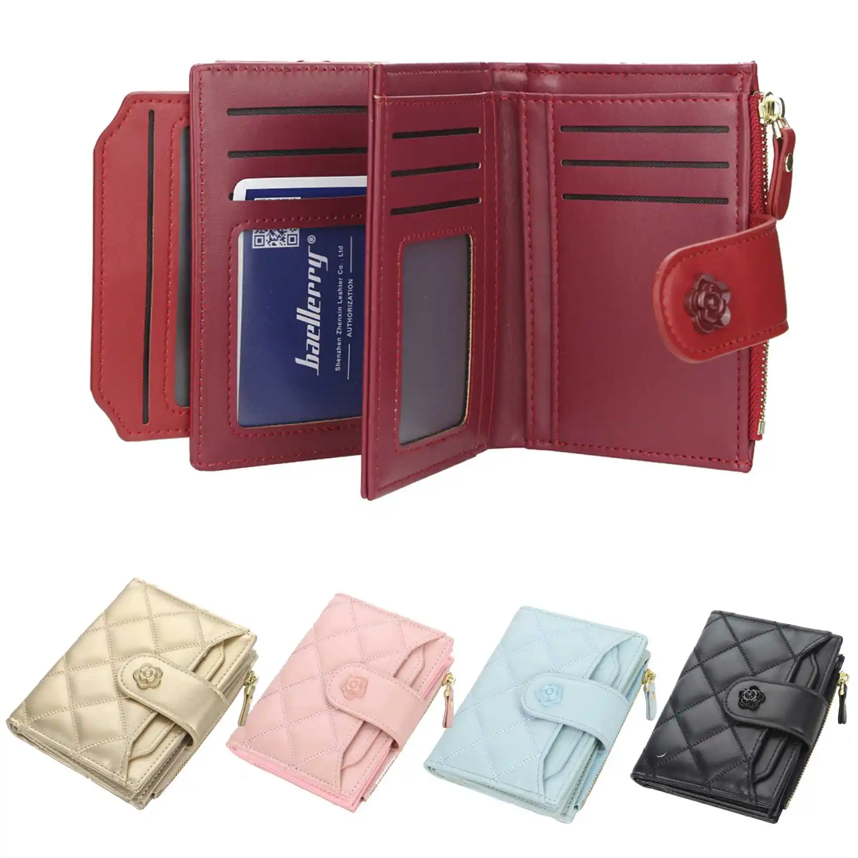 

Argyle Multi-Card Trifold Zipper Coin Purse New Fashion Casual Women's Short Wallet Vertical Driver's License Buckle Card Holder