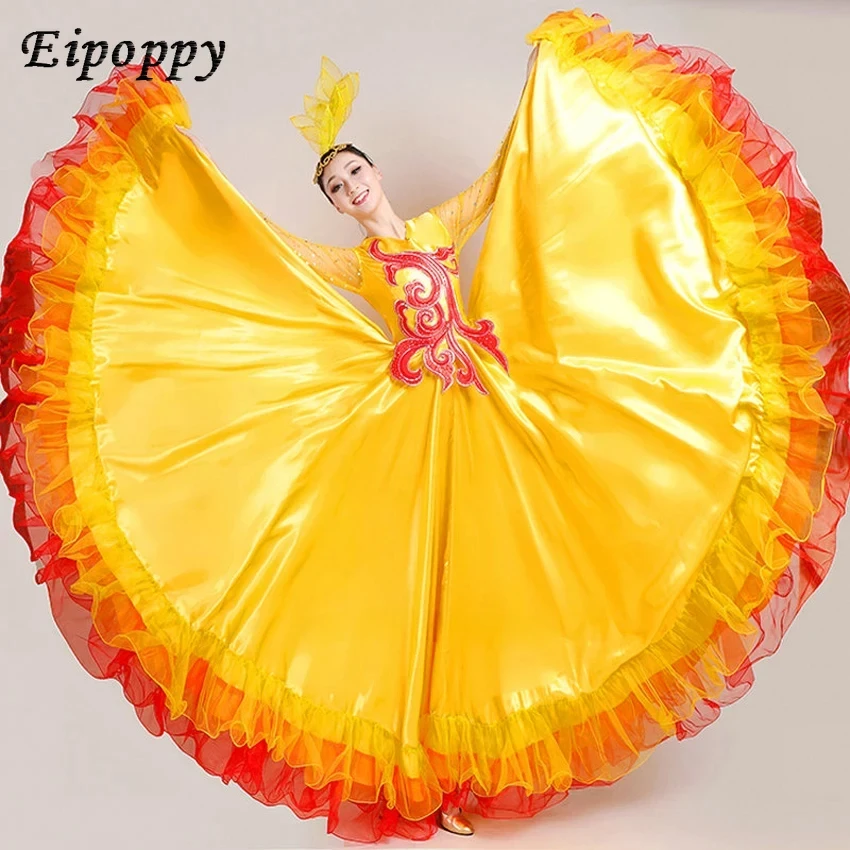 Carnival Performance Clothing Costume Gypsy Skirt Woman Lace Bigdance Spain Chorus Dress