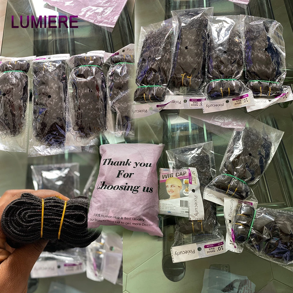 البورمية بيكسي نطاط مجعد حزم مع إغلاق أمامي البرازيلي شعر بشري لعذراء نسج تمديد 3/4 حزم صفقة لحمة مزدوجة #6