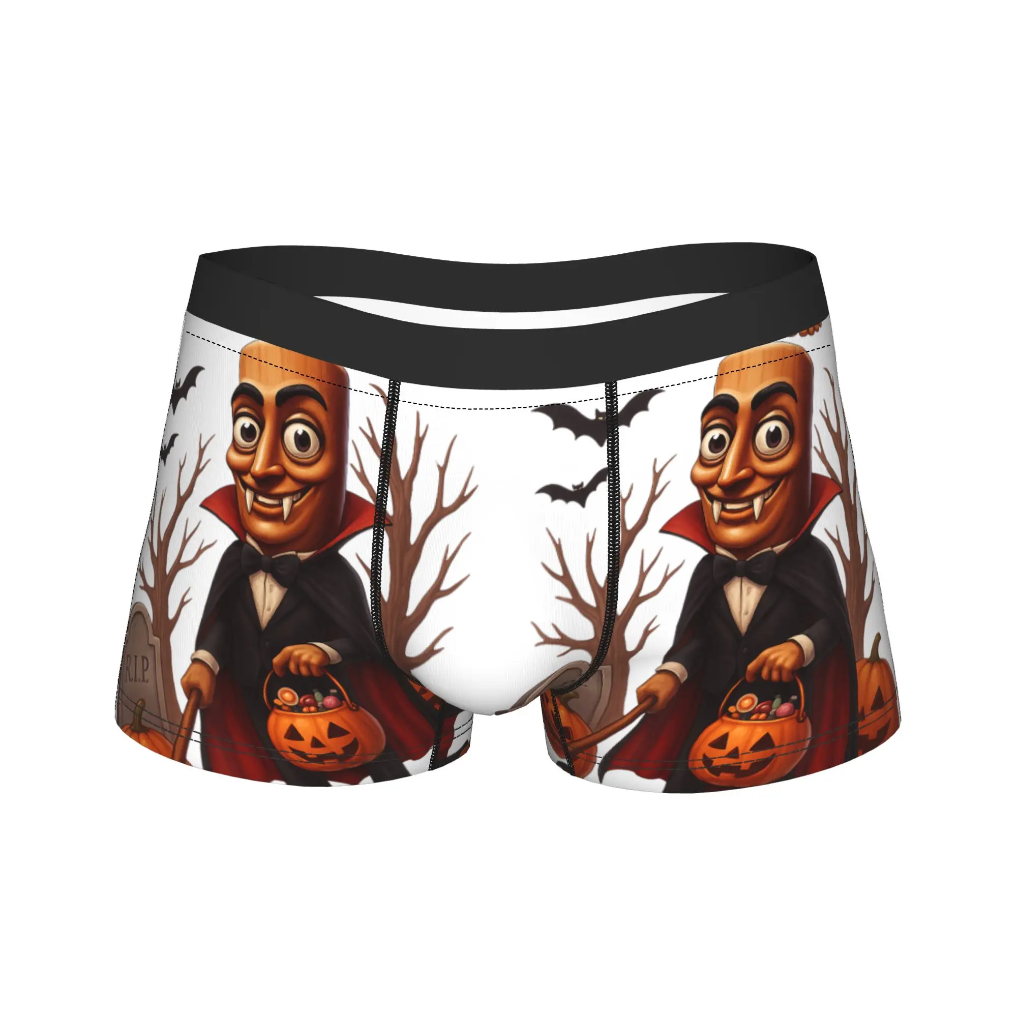 Tung Tung Tung Sahur Halloween Vampire Brainrot Underwear Breathable Underpants Print Boxer Brief For Men Pouch Large Size Trunk