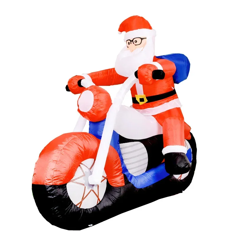 

Spot 1.8m inflatable Santa Claus, motorcycle air mold LED luminous, outdoor courtyard holiday decoration ornament