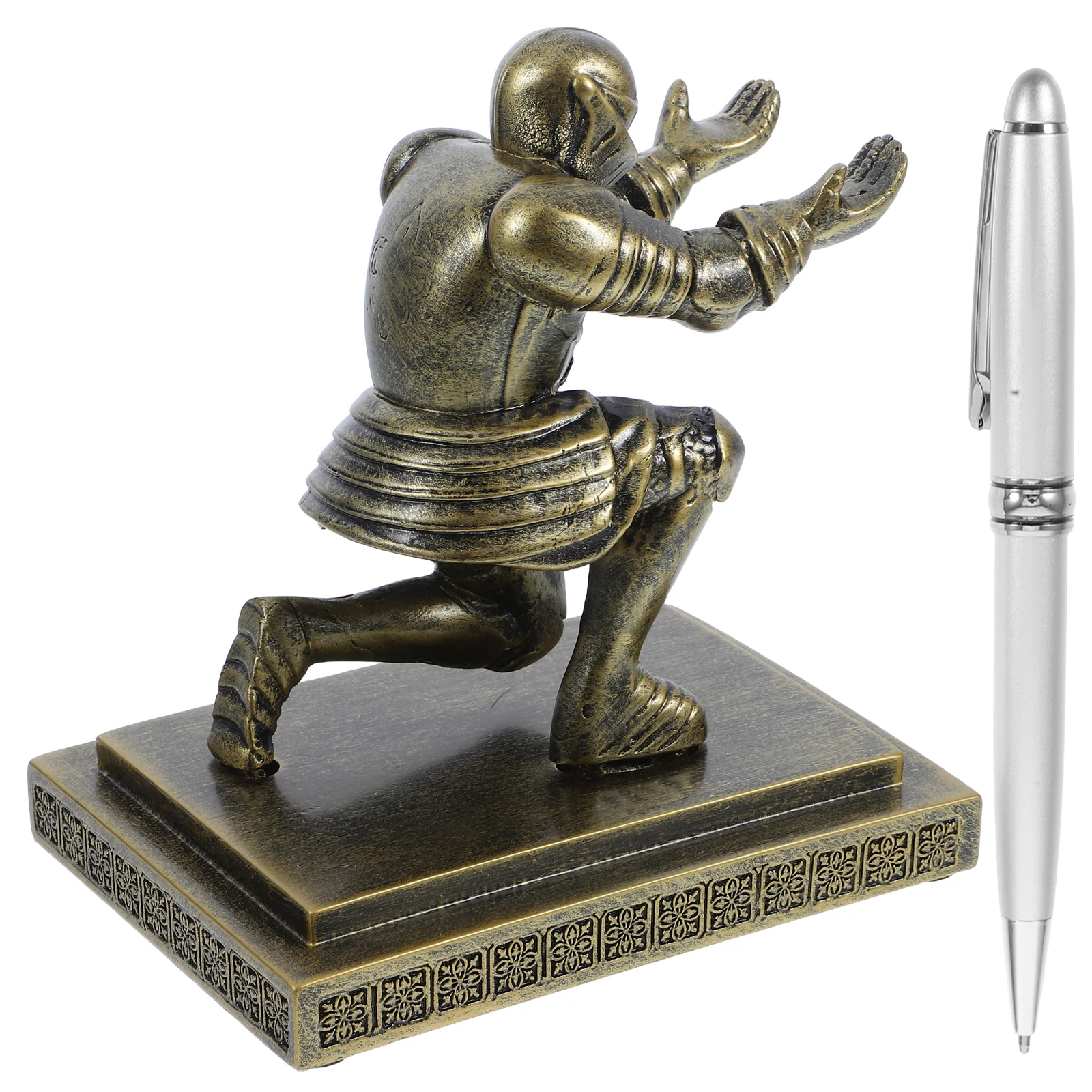 

Soldier Pen Holder Desk Accessory Metal Creative ganizer Single St Resin Display Knight Rack For Office