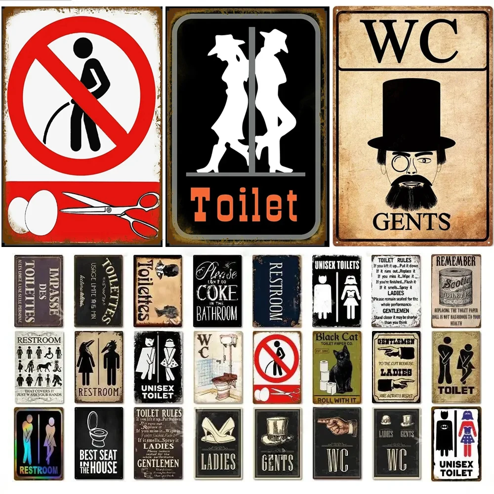 Vintage Lustiges Toiletten-Metallschild Plakette WC Sanitäranlagen Wandkunst Bar Club Badezimmer Toilette Wanddekoration