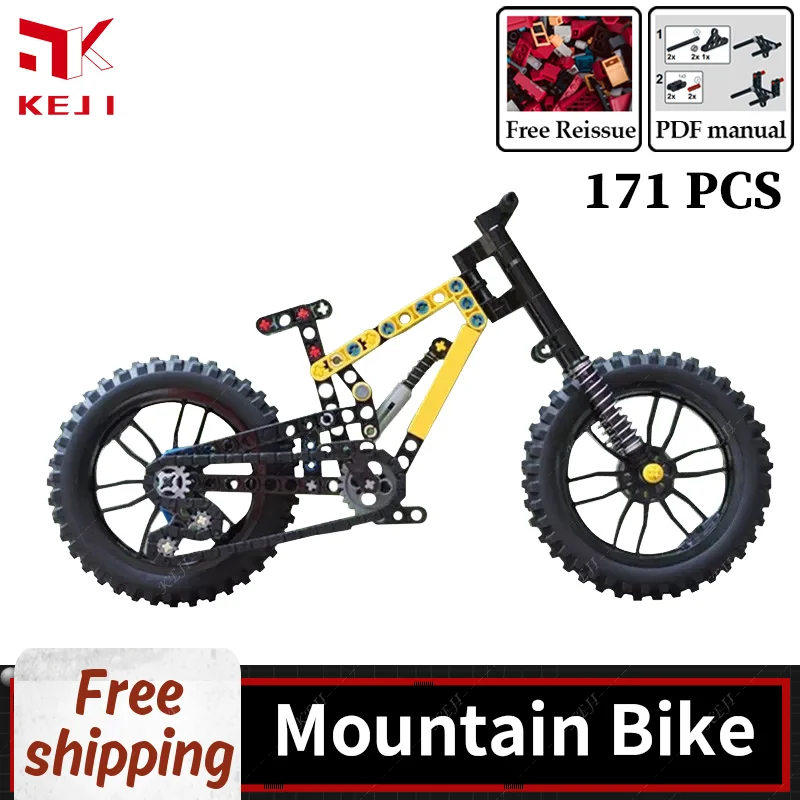 Downhill Mountain Cycling Bike Model Riding Off Road Bicycle Full Suspension MOC Building Blocks Bricks Assembling Set Toys Gift view 6