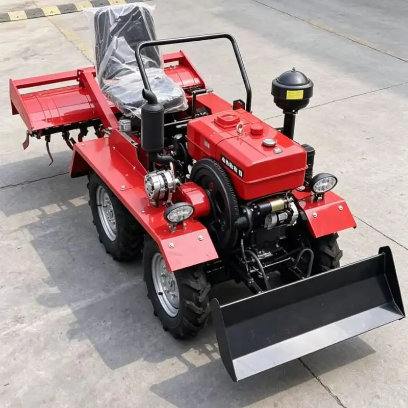 

Customized Upgraded tractor rotary tiller, hot-selling farm four-wheel rotary tiller, durable wheeled mini tiller