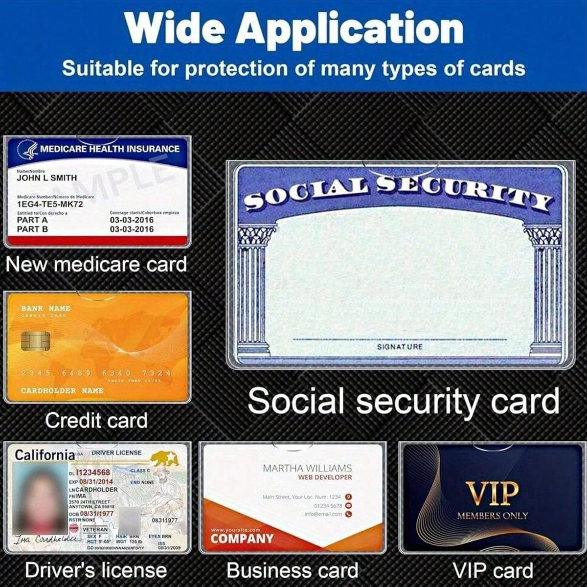 Social security card clip made of PVC material, waterproof, durable, scratch resistant, portable, suitable for ID cards and credit cards