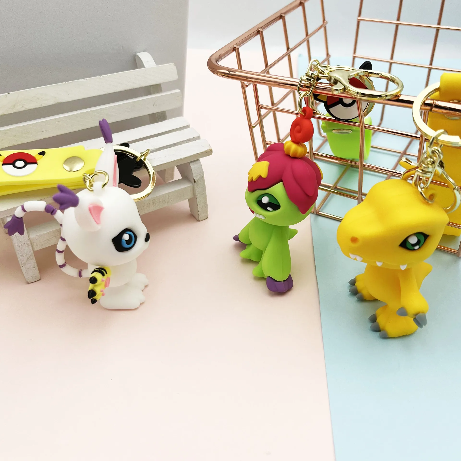 6 Styles Anime Figure Keychain Digimon Adventure Agumon Gabumon Digital School Keychain Pendant Car Keyring Gift Kid