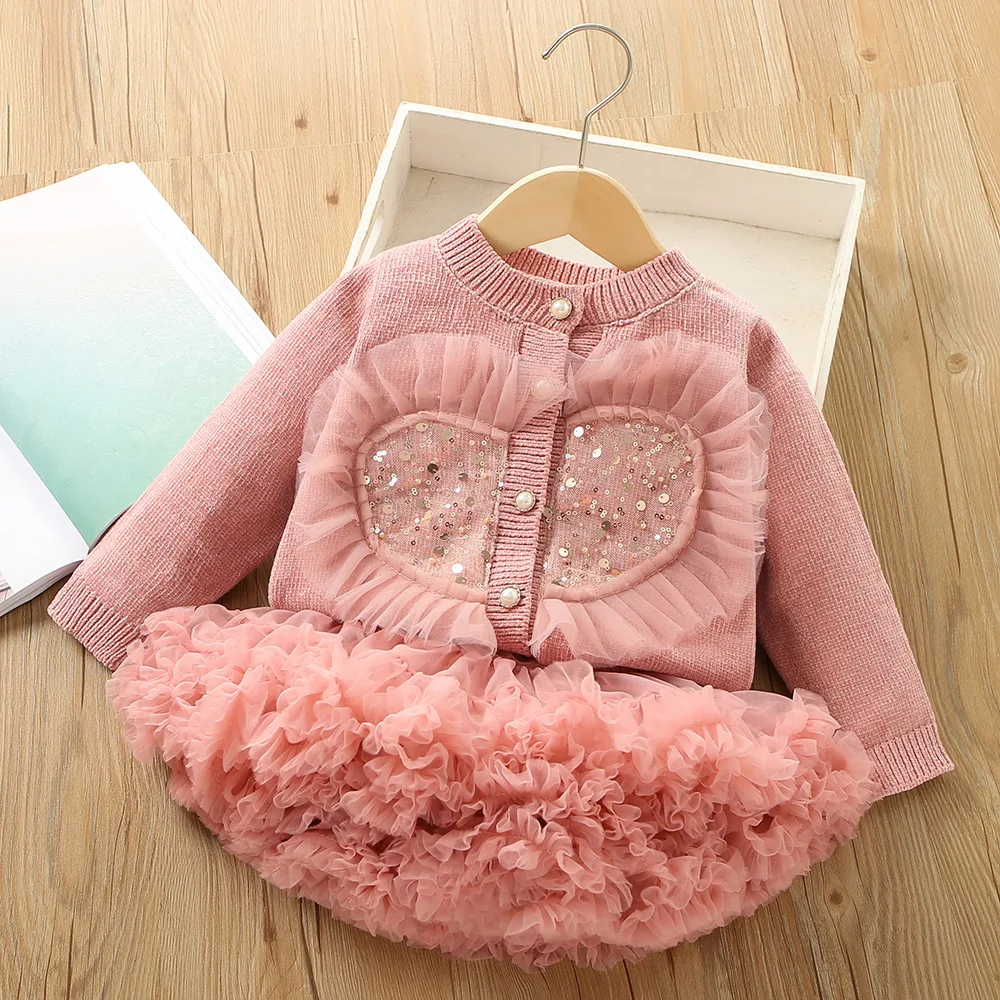 

Girls' Sweater Set 2024Autumn/Winter New Korean Edition Foreigner Girls' Knitted Long Sleeve Cardigan Fluffy Skirt Set of Two