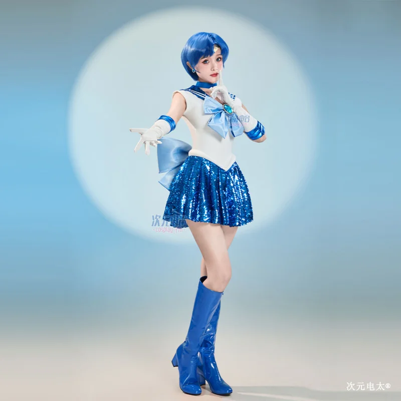 

Костюм для косплея Сейлор Меркури от Мизуно Ами - Аниме-униформа JK: топ, юбка, головной убор, перчатки для Хэллоуина и Рождества 2026