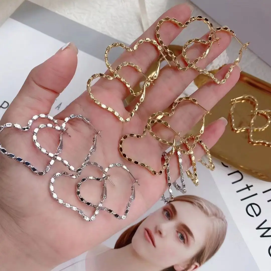

5 Pairs, Fashion Metal Hollow Heart Shape Stud Earrings Woman Earrings For Women Punk Jewelry 2022