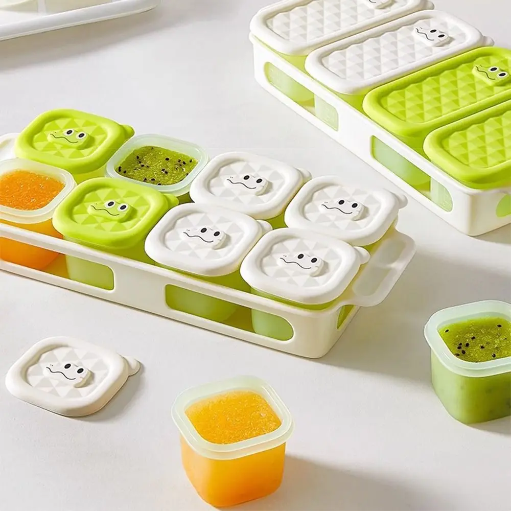 

3/4/6 Grid Design Baby Food Freezer Tray Square Shape Heat Resistance Silicone Ice Cube Mold with Lid Easy To Release