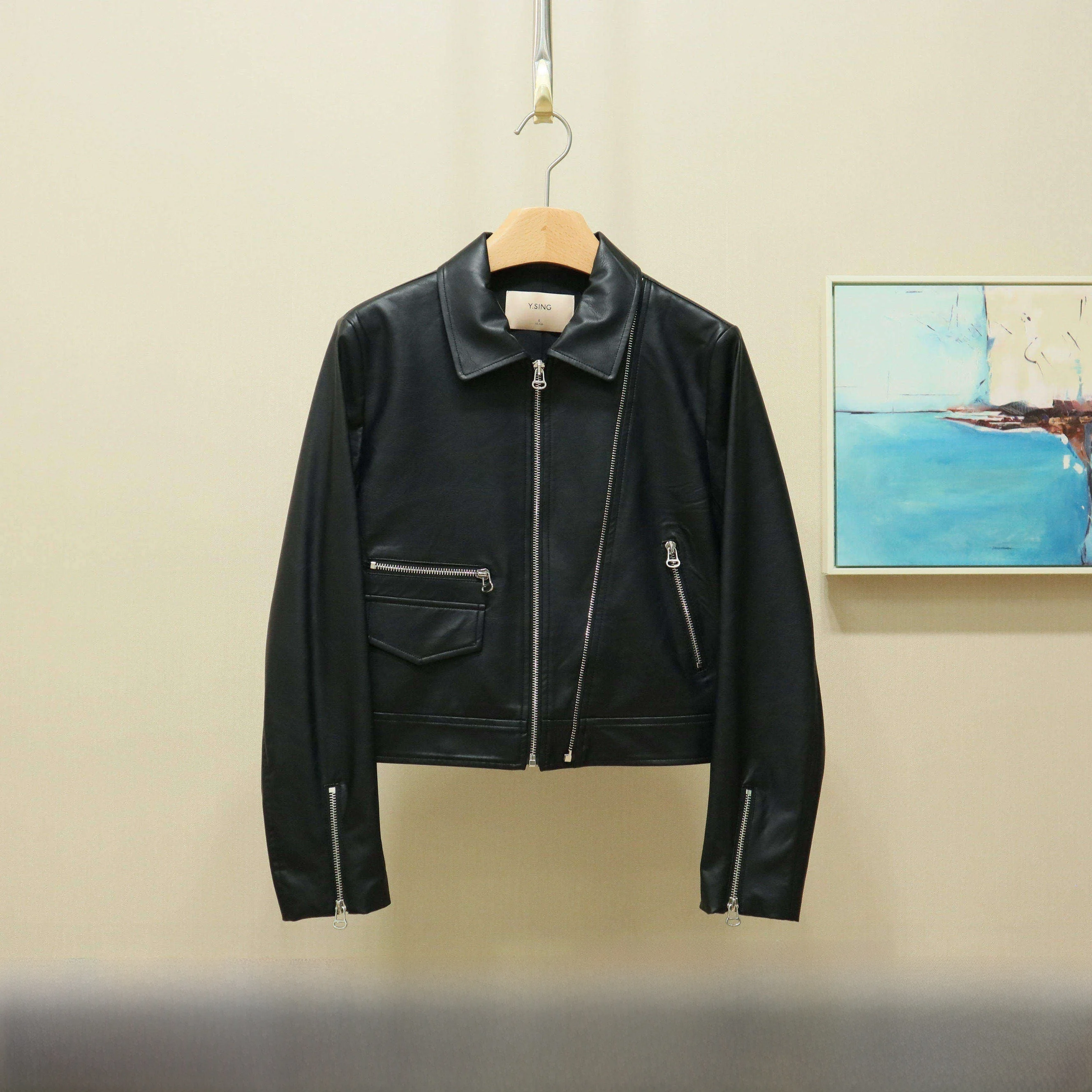 

YSING Spring 2026 Design Sensation Leather Jaet Zipper Slim Fit PU Leather ort Sle Youth Commute Sle Faionable