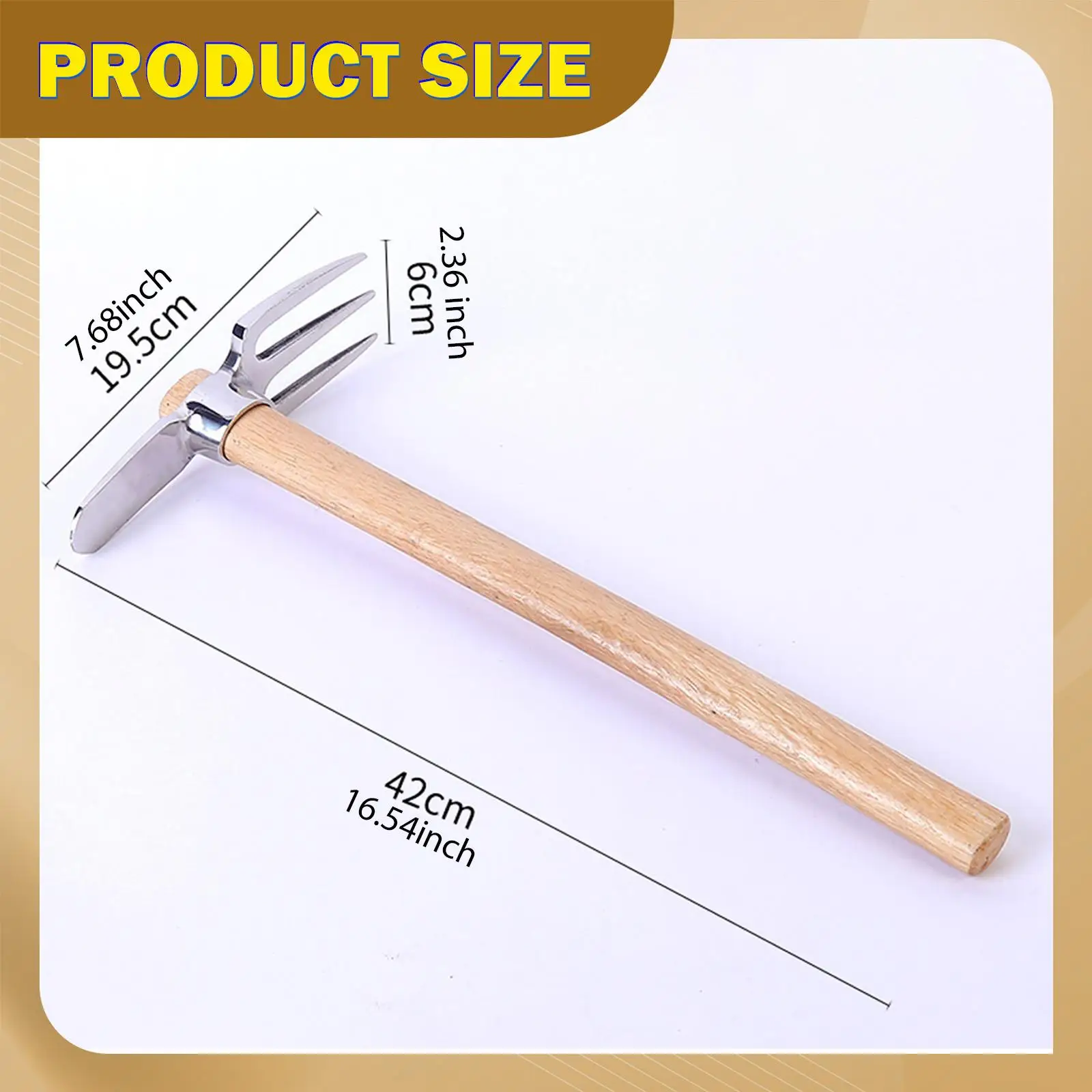 

Garden Weed Pulling Tool Ergonomic Wooden Handle Weeding Rake for Digging Planting Weeds Remover Suitable for Farm and Orchard