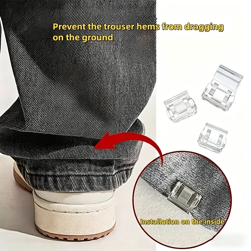 Clip invisible para cortar la longitud de las piernas, clip antideslizante para el borde de los pantalones, clip de fijación rápida para el dobladillo, ajustador oculto para pantalones, accesorios de costura, 1~10 unidades