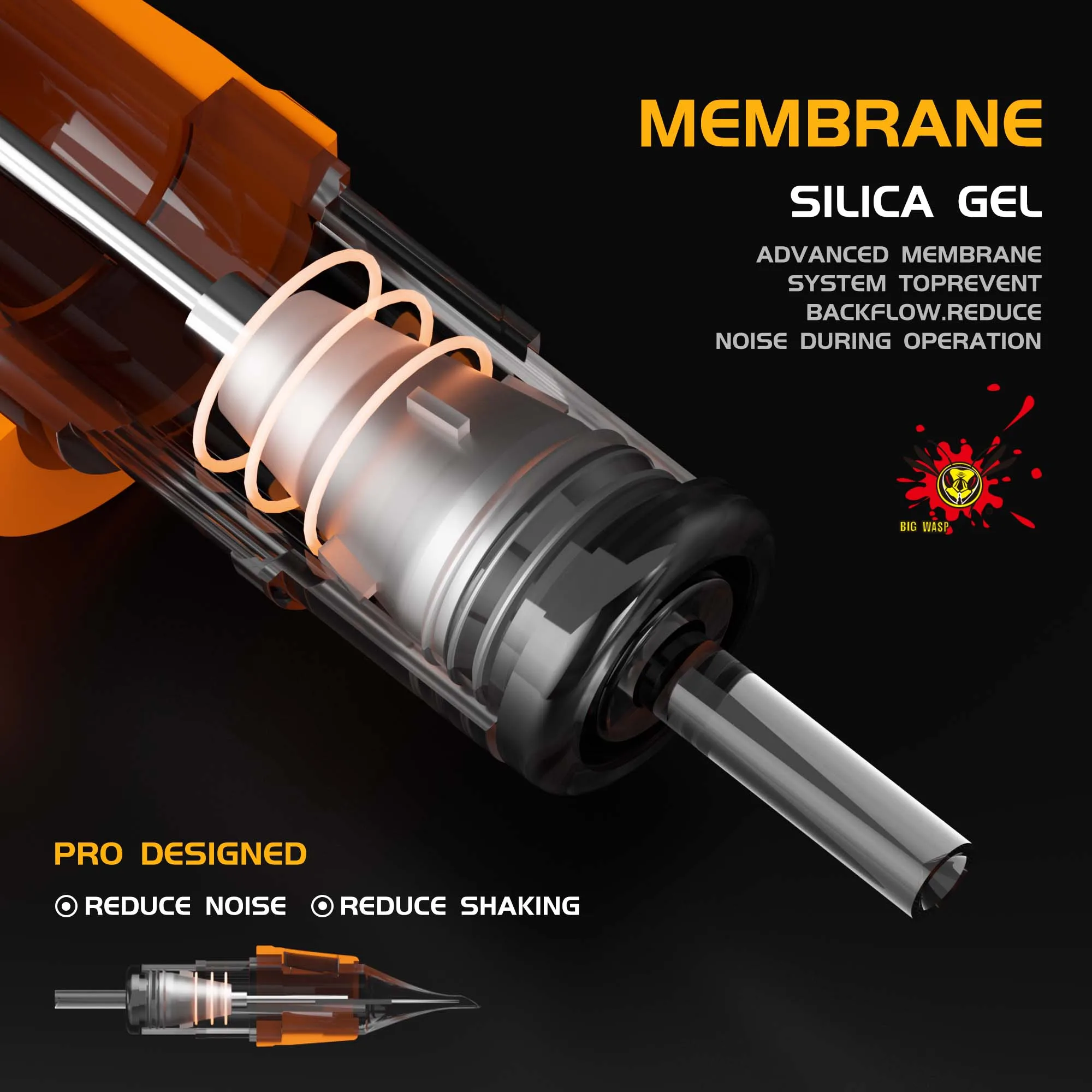 BIGWASP 50 ピース/箱混合カートリッジタトゥー針使い捨てシリコーン滅菌安全タトゥー針タトゥーマシングリップ