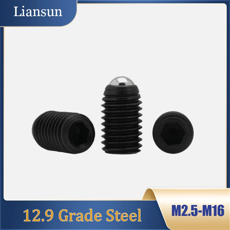 Black Hex Socket Allen Head Spring Ball Set Screw Plunger Point Grub Bolt M2.5 M3 M4 M5 M6 M8 M10 M12 M16 12.9 Grade steel