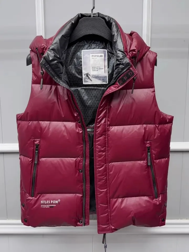 

Мужской стеганый жилет для зимы: теплый, модный, со съемным капюшоном, воротником-стойкой, молодежный крой, на молнии