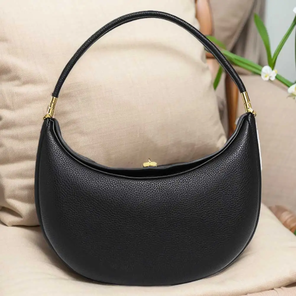 Women Leather Crescent Shoulder Bag Vintage Tote Pouch Chic PU Armpit Bag Satchel Clutch Purse Top Handbags Underarm Hobo Bolsa