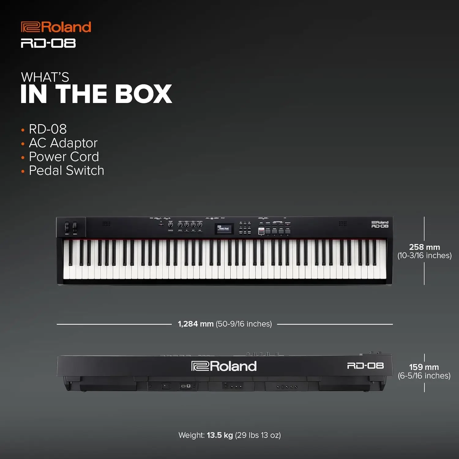 Piano de escenario RD-08 |   Auténticos sonido y reproducciabilidad RD |   Teclado PHA-4 de acción ponderada de 88 notas |   Funciones expandibles