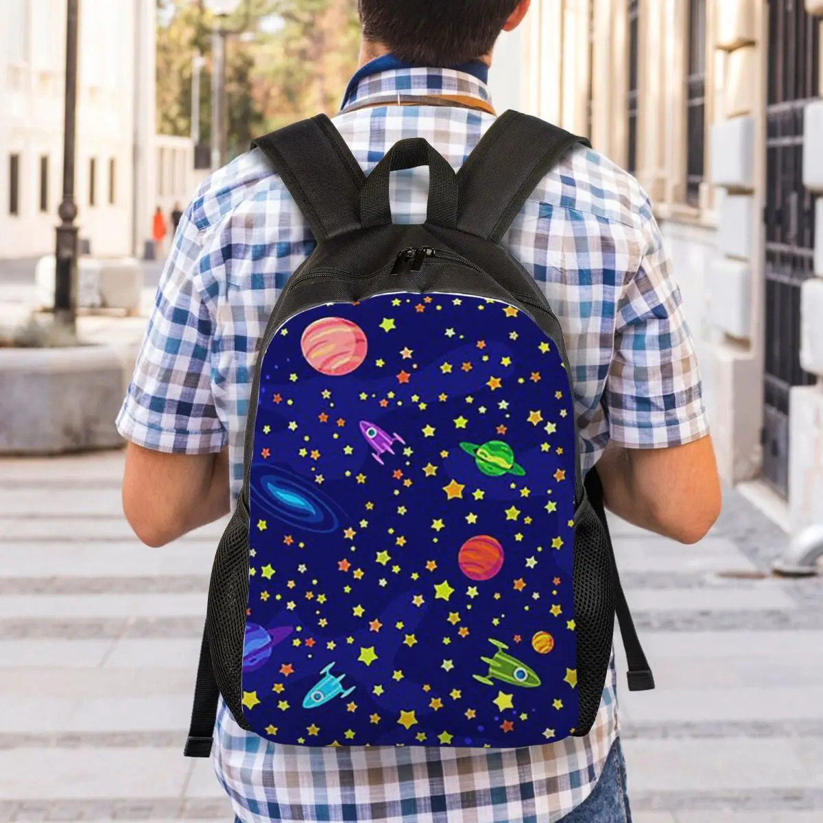 Starry Sky Space Galaxy Sun Moon Backpack Student Boys Girls BookBag School Bag Computer Shoulder Bags