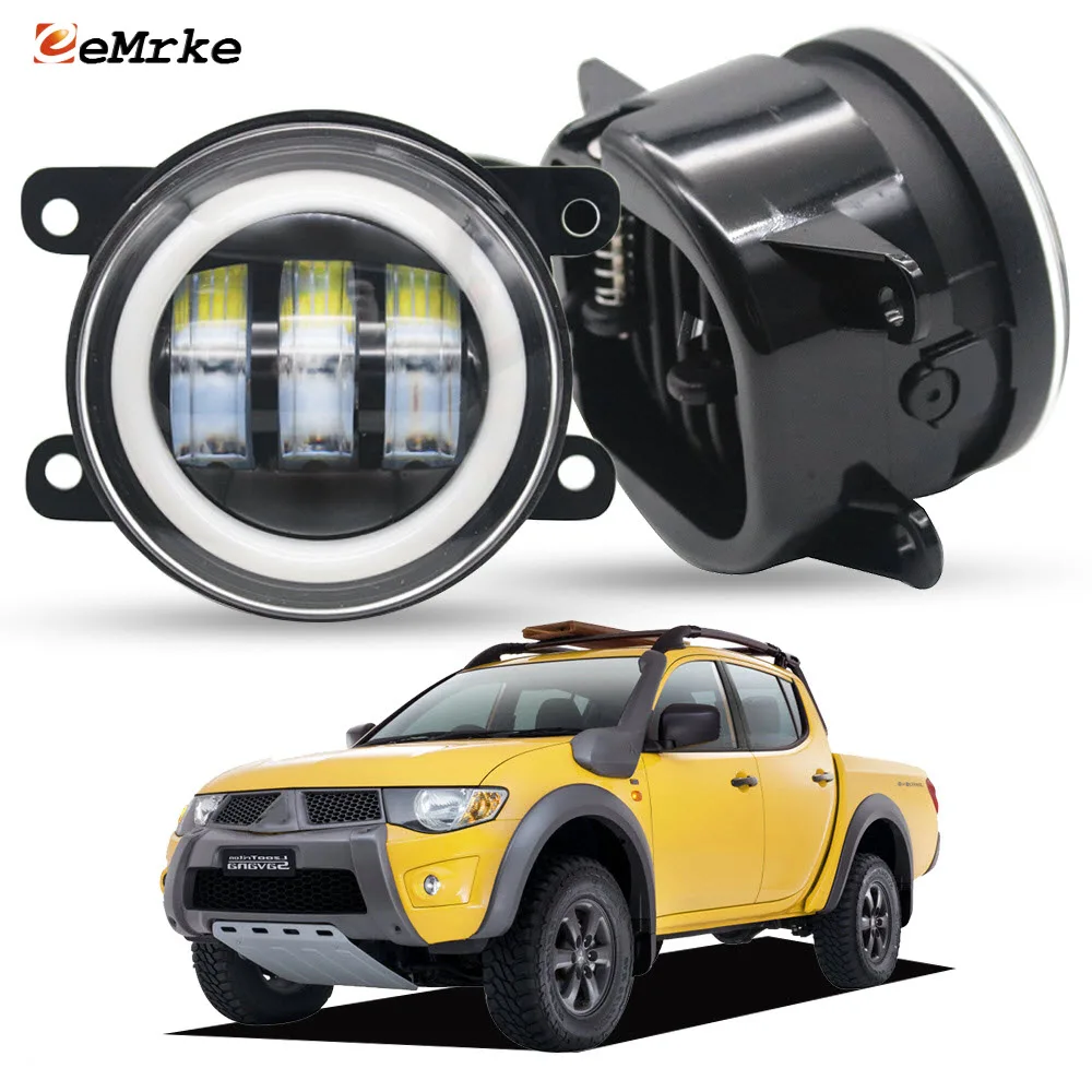 

Пара светодиодных противотуманных фар для Mitsubishi Triton MN KB_ 2011 2012 2013 2014 2015 2016 Желтый указатель поворота DRL Кольцо ближнего света 30 Вт
