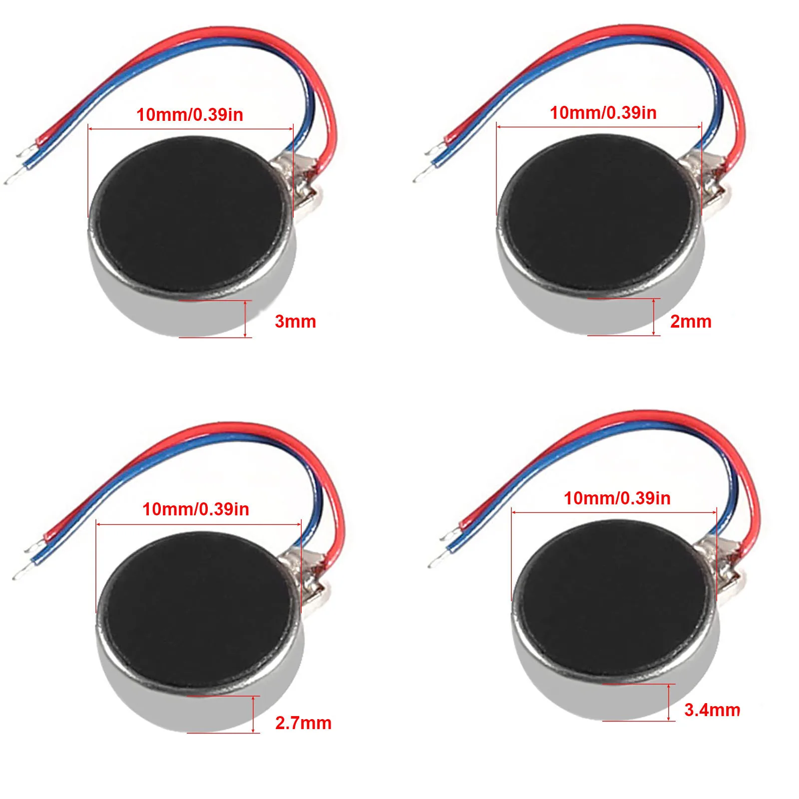 5Pcs 12000rpm Micro DC Vibration Motor 1020/1027/1030/1034 Flat Coin Button-Type Vibrating Motor For Mobile Phone Watch