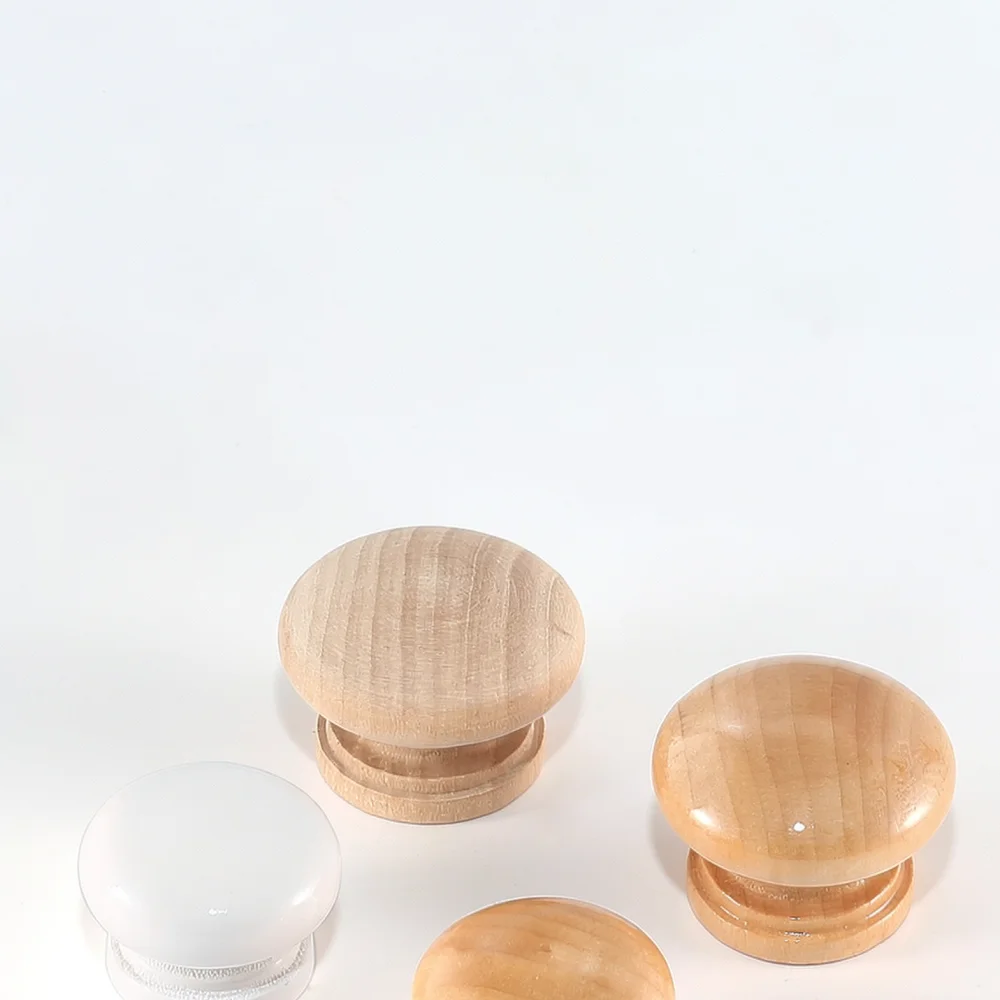 Unfinished Natural Wood Knobs Mushroom Round Drawer Pulls For Pawis Cabinet Cupboard Wardrobe Furniture Handle Hardware Parts